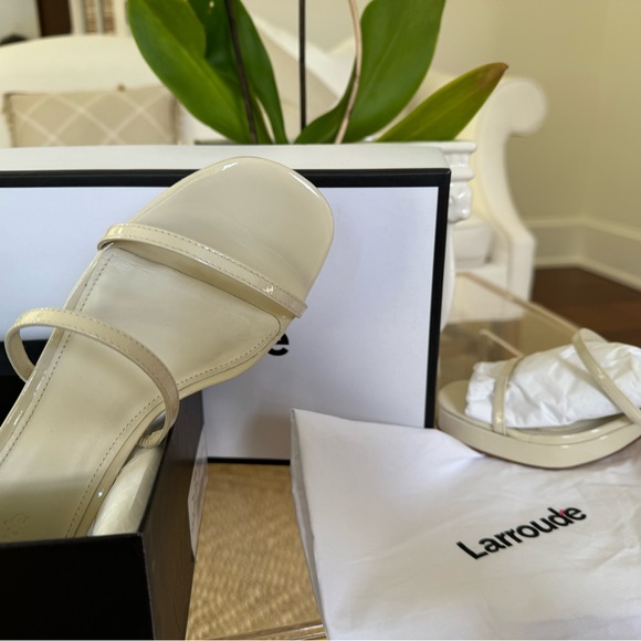 LARROUDÉ Gio Sandal In Ivory Patent Leather - Picture 8 of 9
